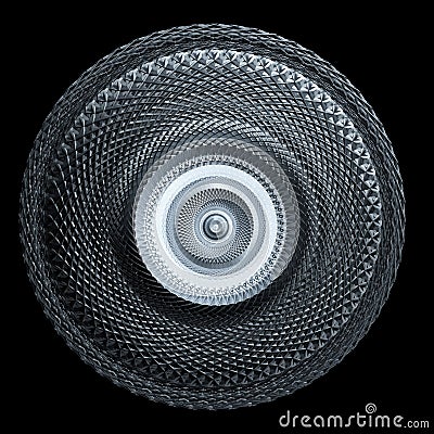 Industrial Steel Wheel With Braided Surface isolated On Black Stock Photo