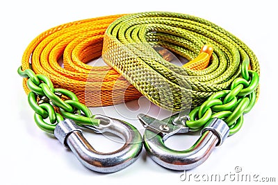 Industrial Strength Chain Sling and Synthetic Webbing Lifting Solution for Secure and Efficient Material Handling Stock Photo