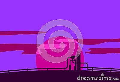 Industrial sunset Vector Illustration