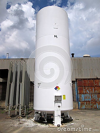 Liquid Nitrogen Industrial tank Stock Photo