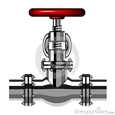 Industrial valve chrome red Vector Illustration