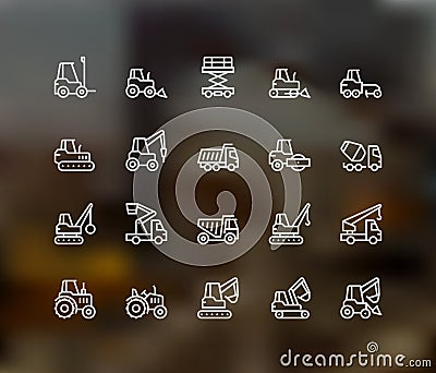 Industrial Vehicles Icons Vector Illustration