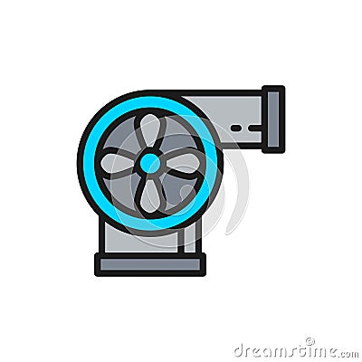 Industrial ventilation pipeline, pipe connector flat color line icon. Vector Illustration