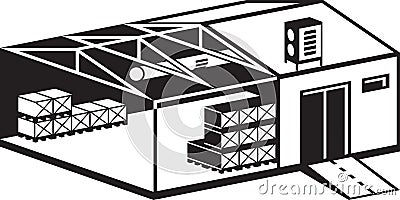 Industrial warehouse building Vector Illustration