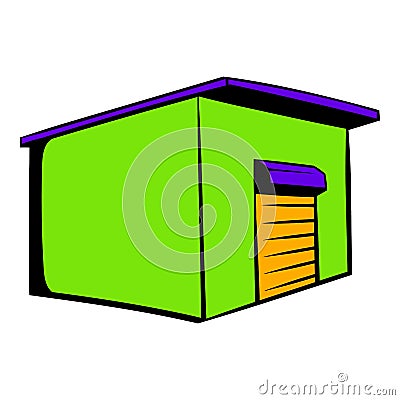 Industrial warehouse with roller door icon, Vector Illustration