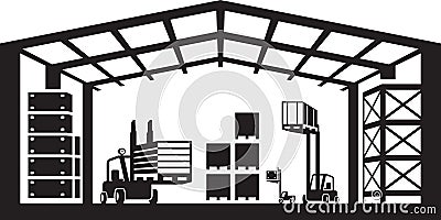 Industrial warehouse scene Vector Illustration