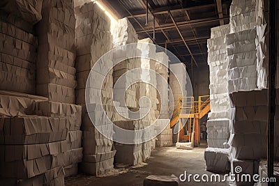 industrial warehouse storing paper products Stock Photo