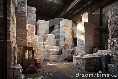 industrial warehouse storing paper products Stock Photo