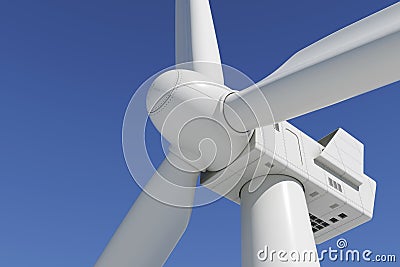 Industrial wind turbine on the sky background. Stock Photo