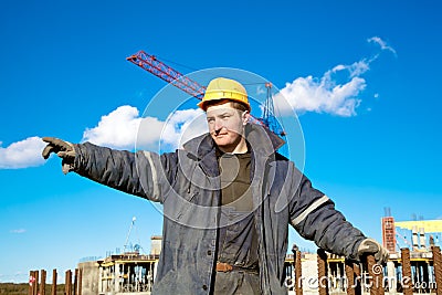 Industrial worker at a construction site Stock Photo