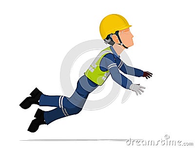 An industrial worker is falling down Vector Illustration