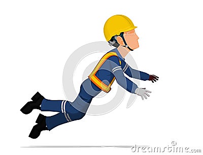 An industrial worker is falling down Vector Illustration