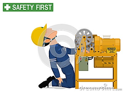 An industrial worker is injured by machine Vector Illustration