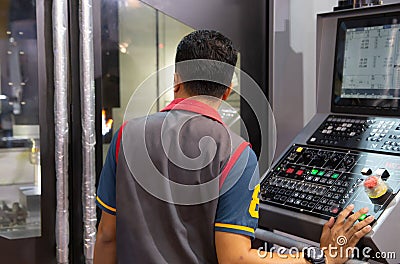 Technician control panel of CNC machine Editorial Stock Photo