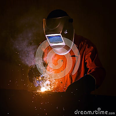 Industrial Worker with safety equipments and protective mask Stock Photo