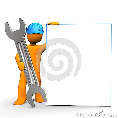 Industrial Worker Signboard Stock Photo