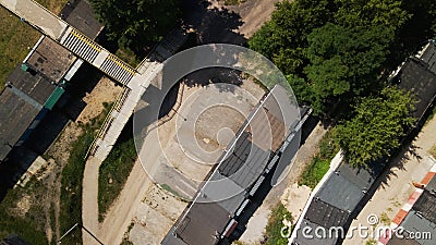 Industrial Zone. Industrial factory buildings and ancillary buildings. Baranovichi plant of automatic lines. Aerial photography Stock Photo