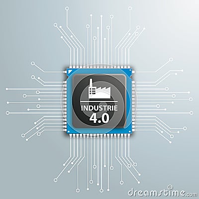 Industrie 4.0 Futuristic Processor Circuit Board Infographic Stock Photo