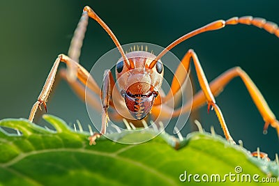 Industrious Ant forest insect macro. Generate Ai Stock Photo