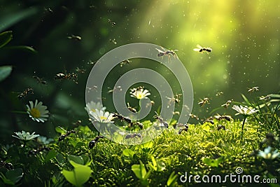 Industrious Ants grass. Generate Ai Stock Photo