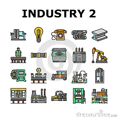 industry 2.0 automation robotics icons set vector Vector Illustration