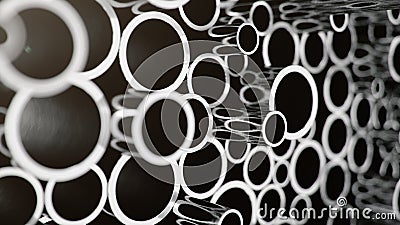 Industry business production and heavy metallurgical industrial products, many shiny steel pipes, industrial background Cartoon Illustration