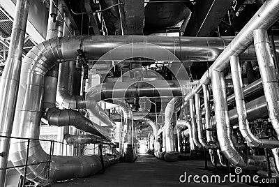 Industry concept pipes tubes bw Stock Photo