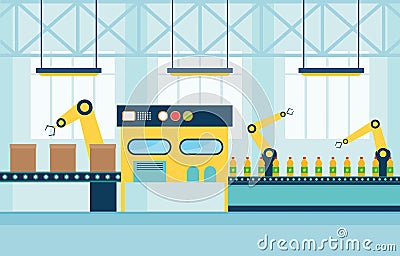 Industry Factory Concept Conveyor Automatic Production Robotic Assembly Illustration Vector Illustration