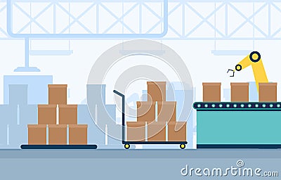 Industry Factory Concept Conveyor Automatic Production Robotic Assembly Illustration Vector Illustration