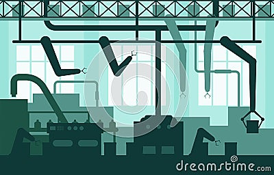 Industry Factory Concept Conveyor Automatic Production Robotic Assembly Illustration Vector Illustration