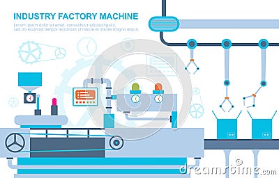 Industry Factory Concept Conveyor Automatic Production Robotic Assembly Illustration Vector Illustration