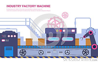 Industry Factory Concept Conveyor Automatic Production Robotic Assembly Illustration Vector Illustration