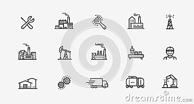 Industry icon set. Factory, manufacturing symbol. Vector illustration Vector Illustration