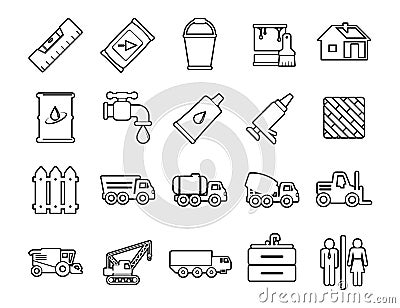 Industry icons energy, construction, production, manufacturing Set vector line icons with open path elements for mobile concepts Vector Illustration