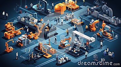 Industry 4.0 in Isometric Art A Look at Automation and Innovation Stock Photo