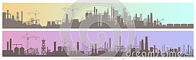 Industry, manufacture landscapes vector illustrations, cartoon flat urban industrial site or zone with manufacturing Vector Illustration