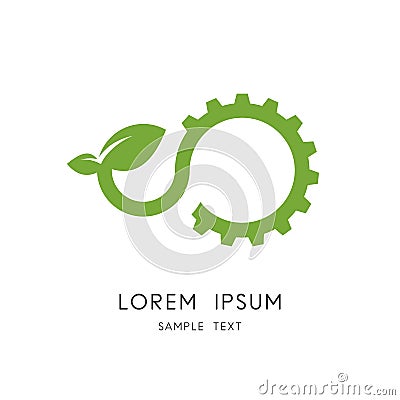 Industry and nature - gear whee and sprout symbol Vector Illustration