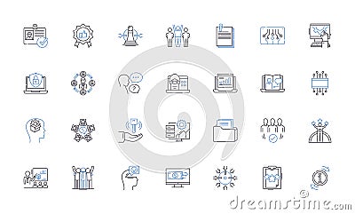 Industry nerks line icons collection. Manufacturing, Automation, Robotics, Welding, Assembly, Tooling, Machining vector Vector Illustration