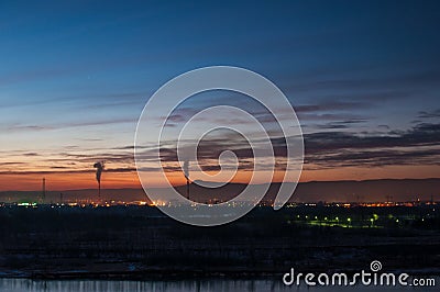 Industry. Night city. City on the Yenisei. Stock Photo