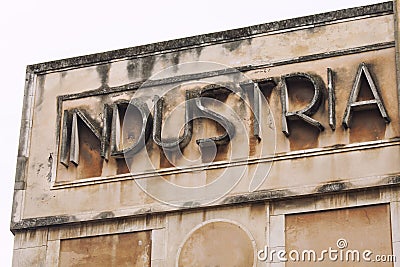 Industry. Old vintage inscription italian sign Stock Photo