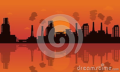 Industry with reflection background Vector Illustration