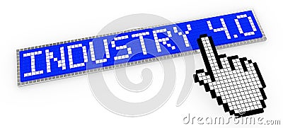 Industry 4.0 sign pixelated clicked Cartoon Illustration