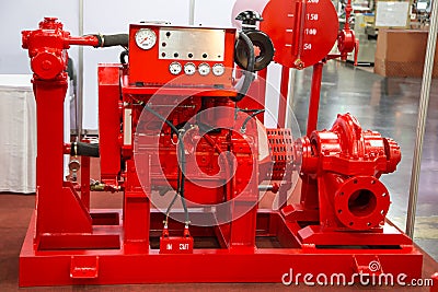Fire pump engine Stock Photo