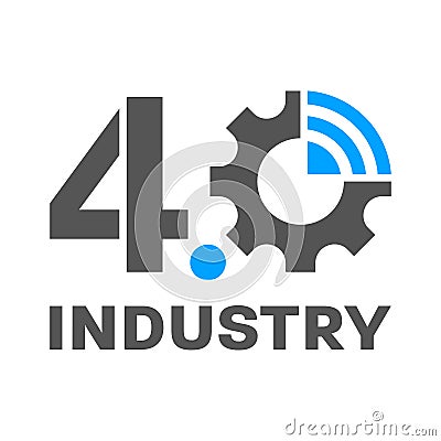 Industry 4.0 smart factory concept logo, gear and wireless - symbolize the industry 4.0. EPS 10 Vector Illustration