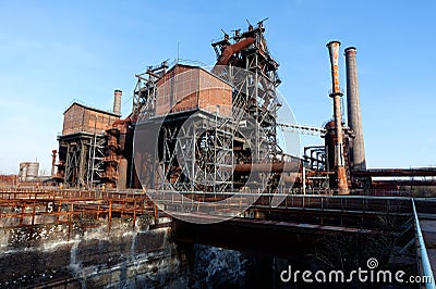 Industry steel iron oven blast furnace factory Landschaftspark, Duisburg, Germany Stock Photo