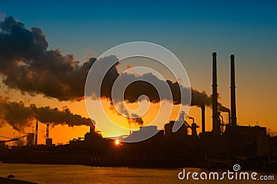 Industry and sunset Stock Photo