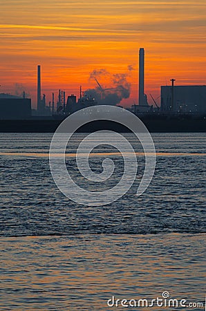 Industry sunset portrait Stock Photo