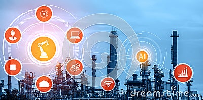Industry 4.0 technology concept - Smart factory for fourth industrial revolution Stock Photo