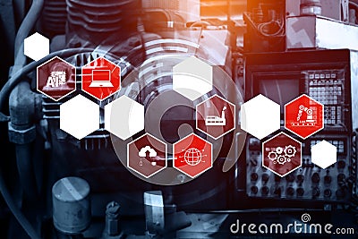 Industry 4.0 technology concept - Smart factory for fourth industrial revolution Stock Photo