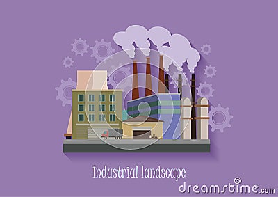 Industryal background - industry factory. Flat style vector illustration. Vector Illustration